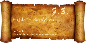 Fejér Balázs névjegykártya